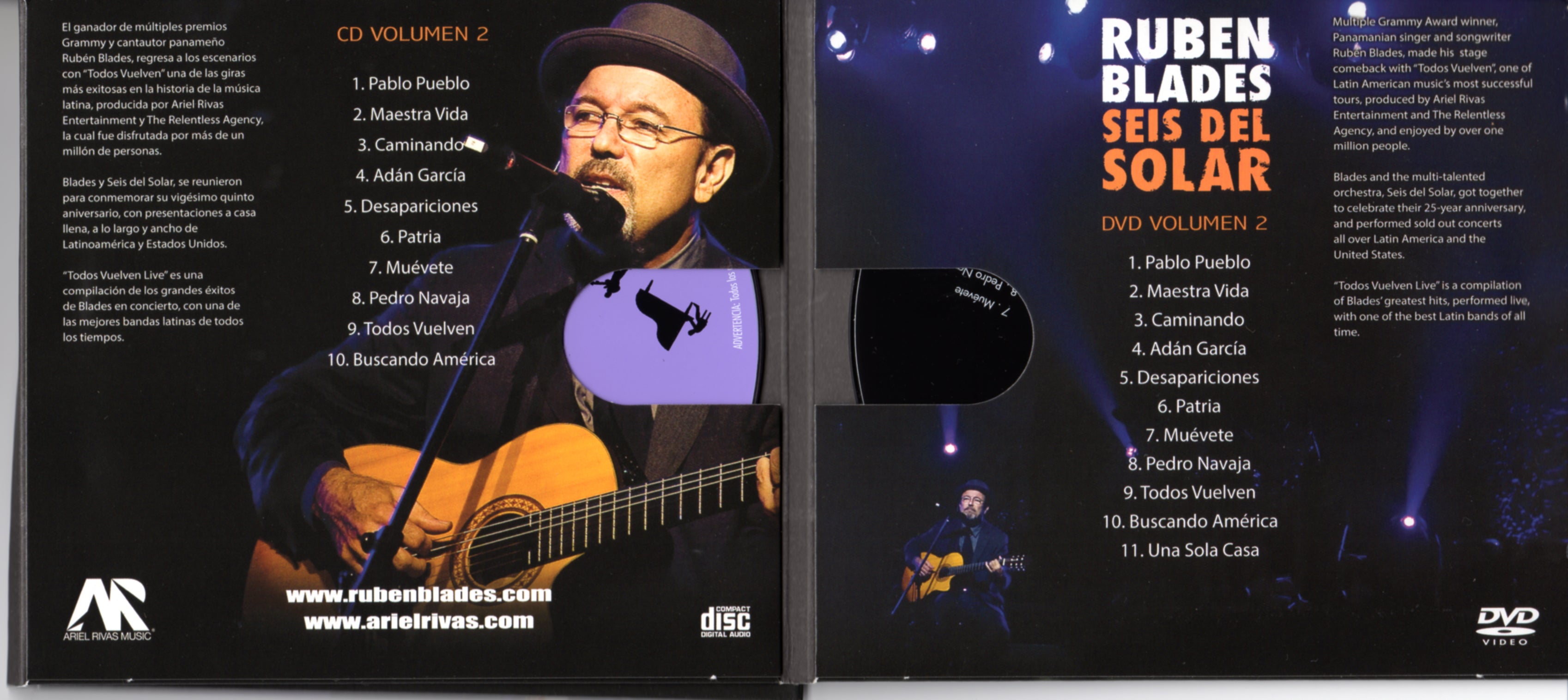 Rubén Blades & Seis Del Solar -"Todos Vuelven Live"| Autographed 2xCD & 2xDVD